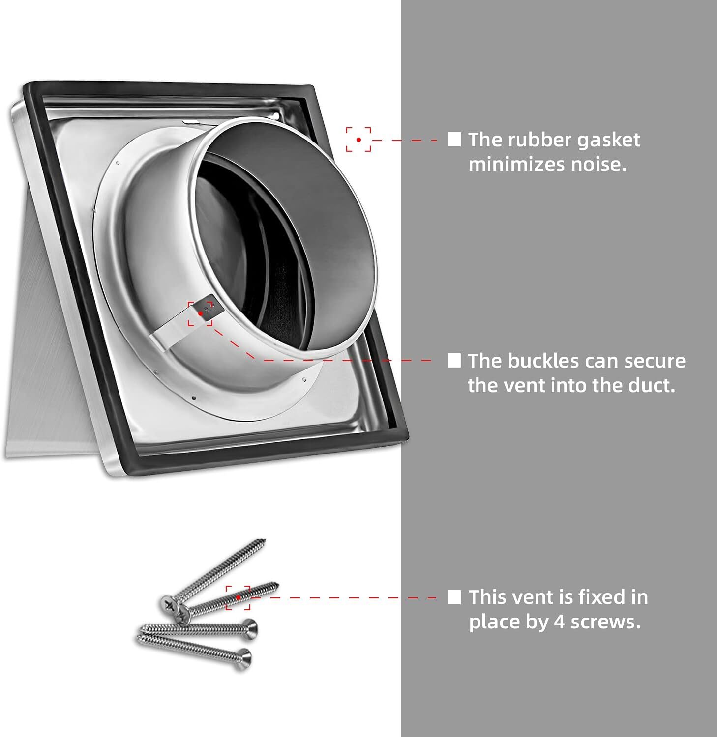 4-Inch External Extractor Wall Vent Cushioned Non Return Flap 100mm