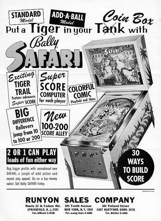 Bally Safari Pinball Machine