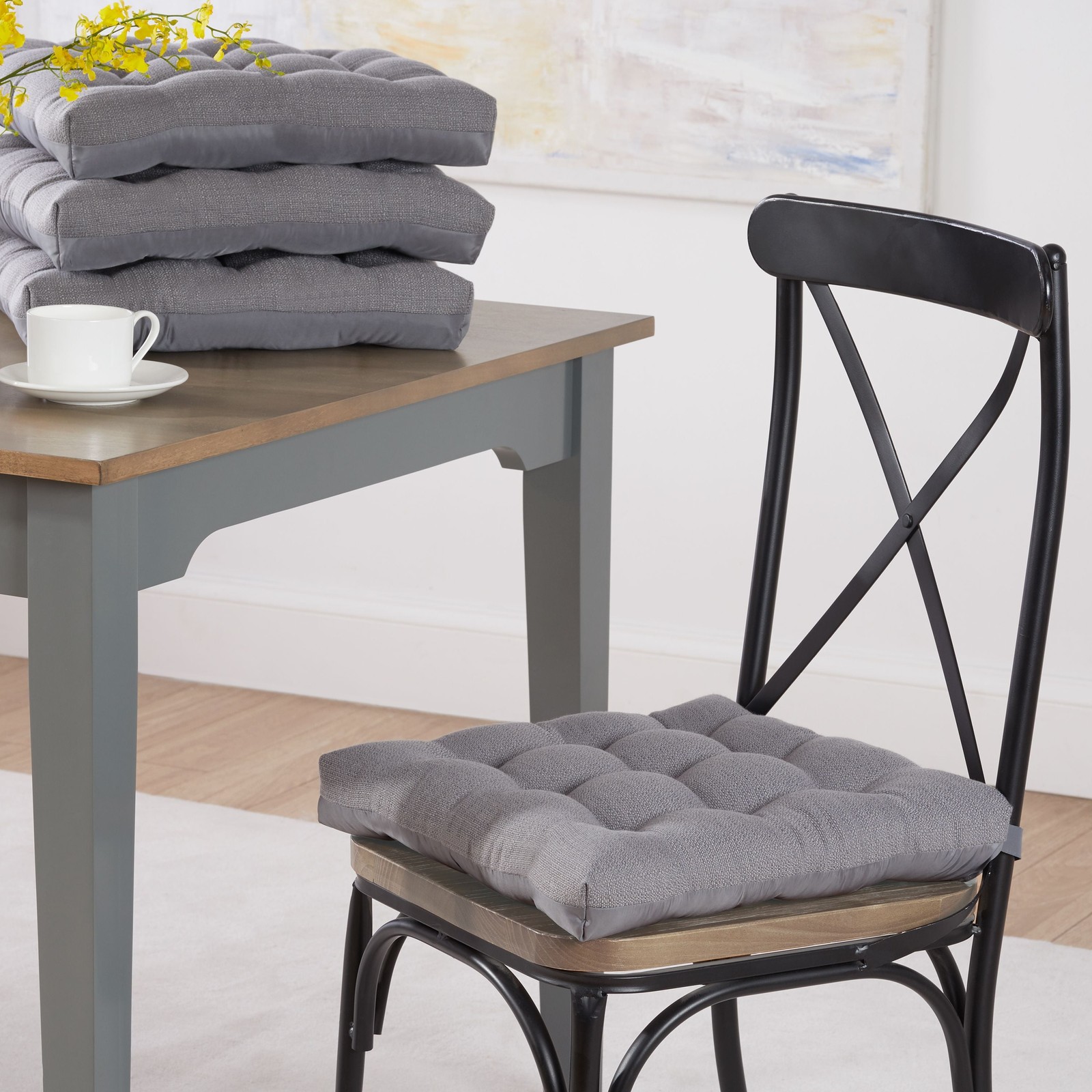 (2 pack) Mainstays Textured Chair Seat Pad (Chair Cushion), Gray Color