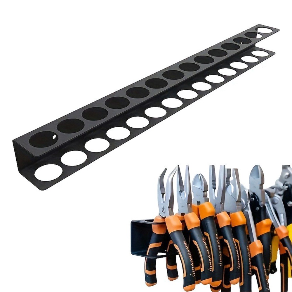 14 Holes Tool Rail Rack Holder Screwdriver Organizer Wall Mount Hanger Shelf US