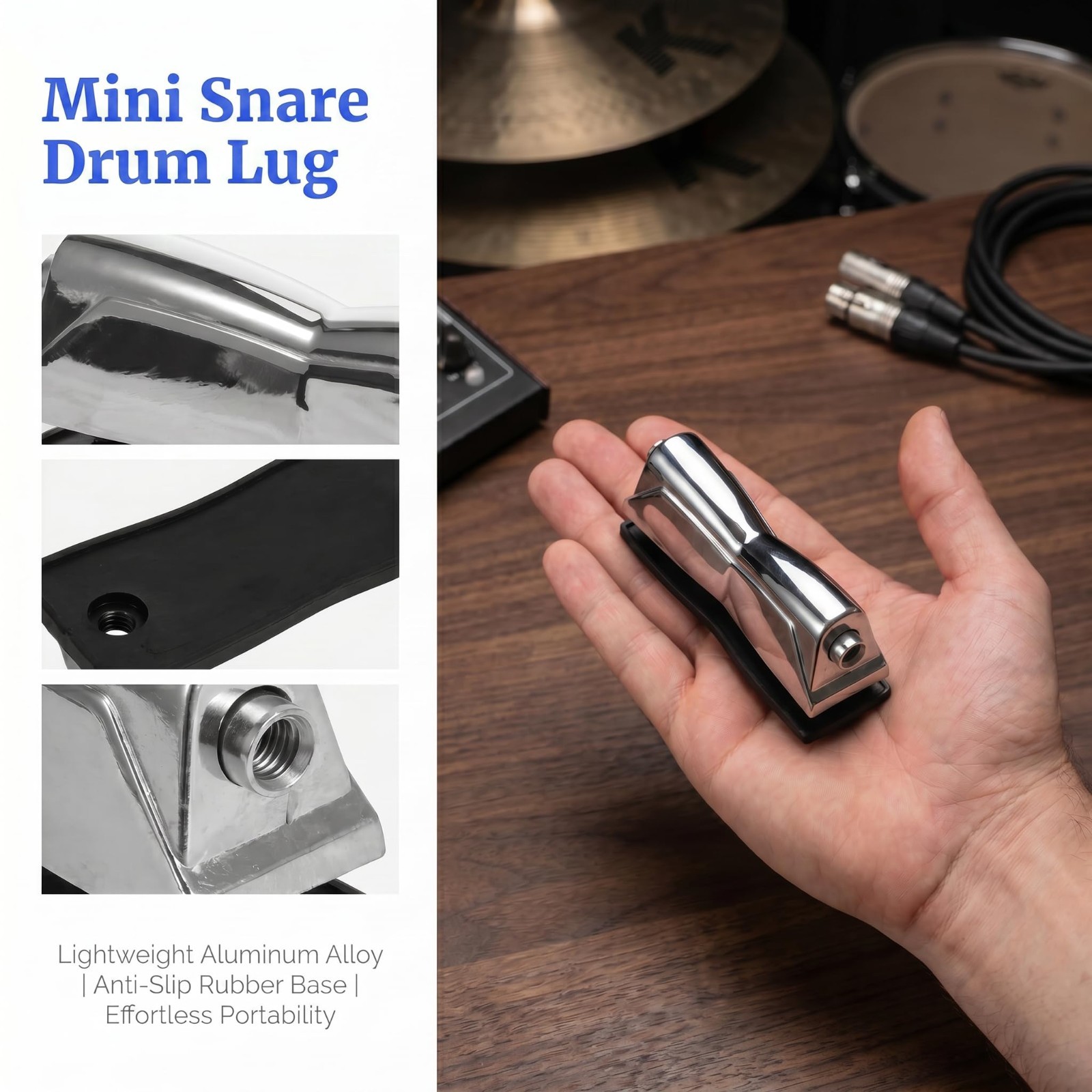 Aluminum Snare Drum Lug - Double End Mount Replacement Hardware, Lightweight & D