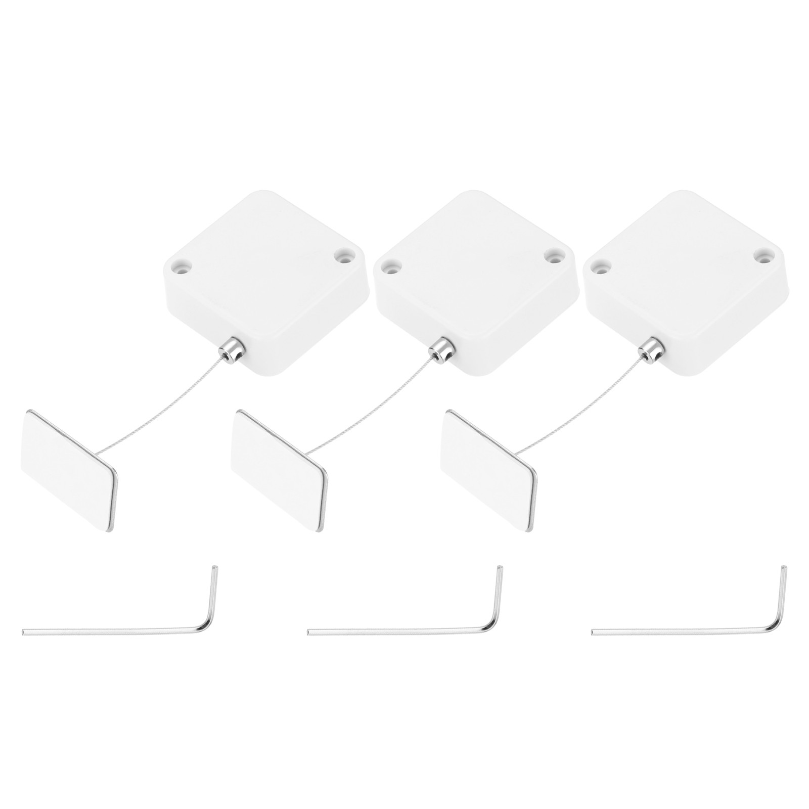 3.3 ft Retractable Cable Security Lock with Square Patch 600g, White, 3 Pack