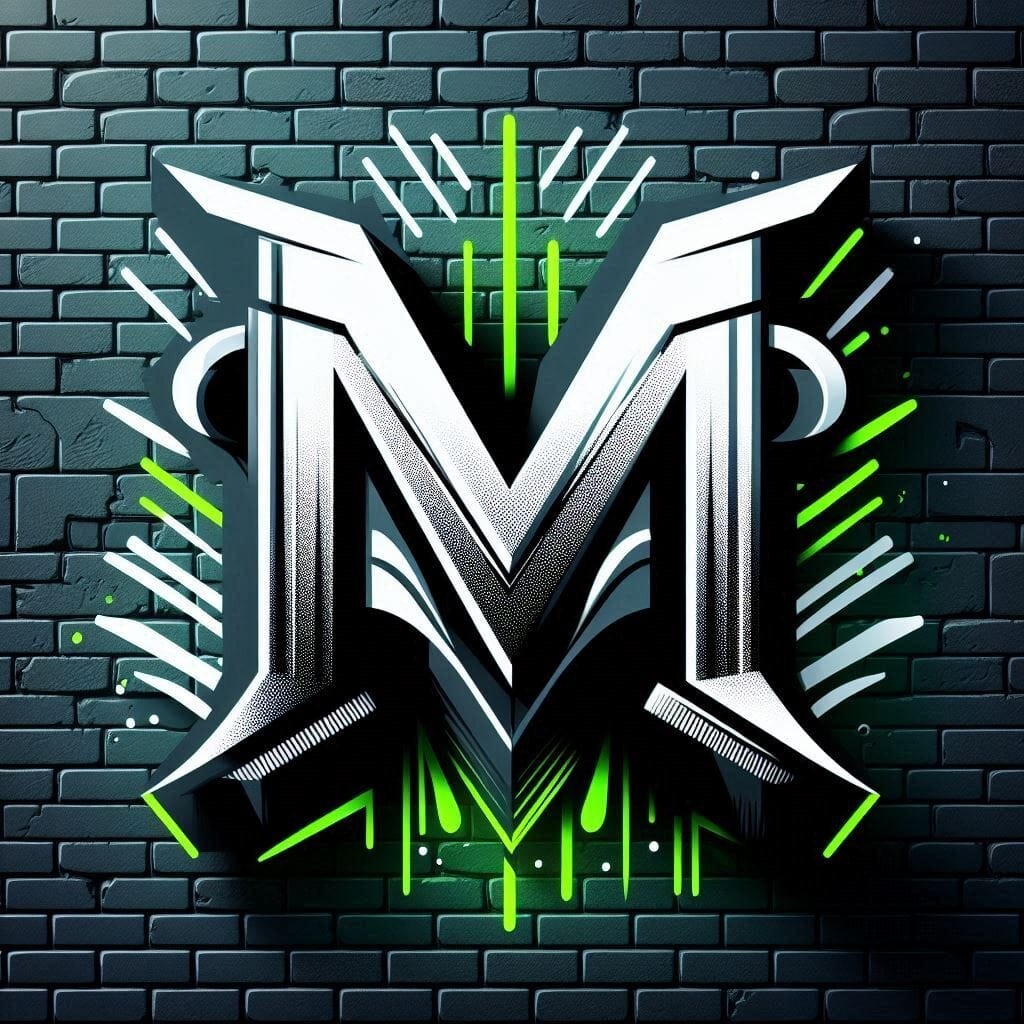 Bright graffiti ‘M’ Digital Image - street art, typography, contemporary design
