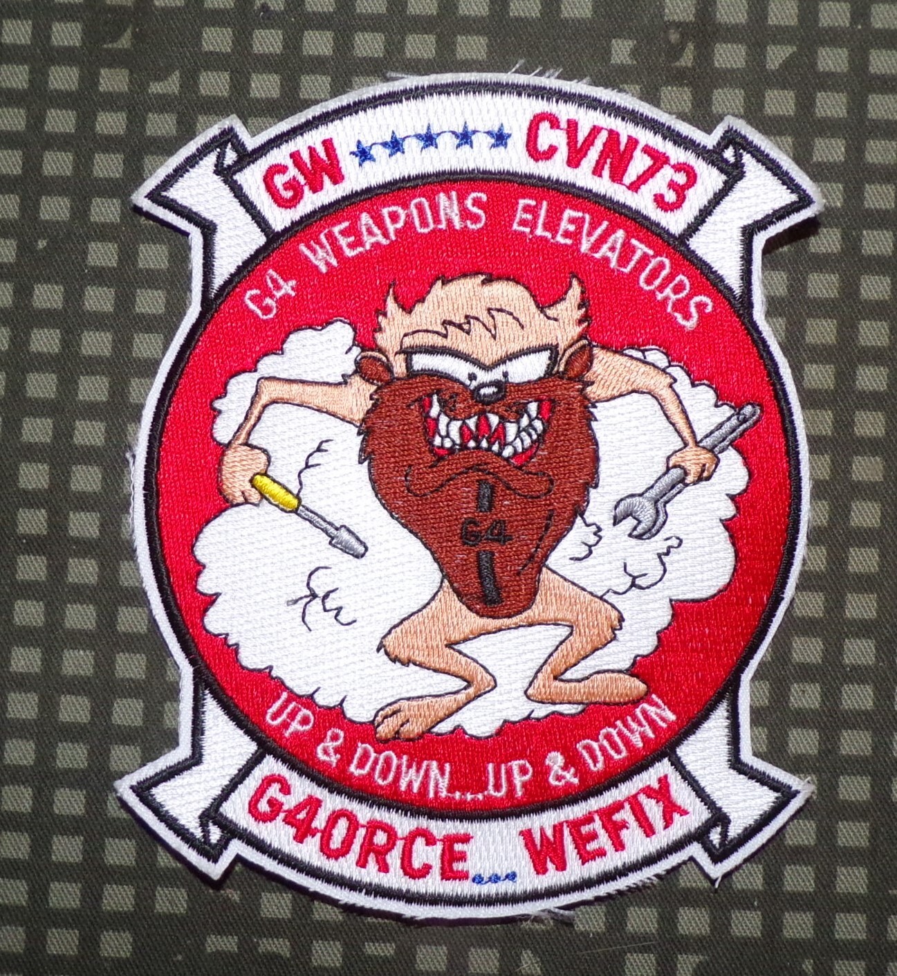 US Navy USS George Washington CVN-73 GW Weapons Elevators Full Color Patch