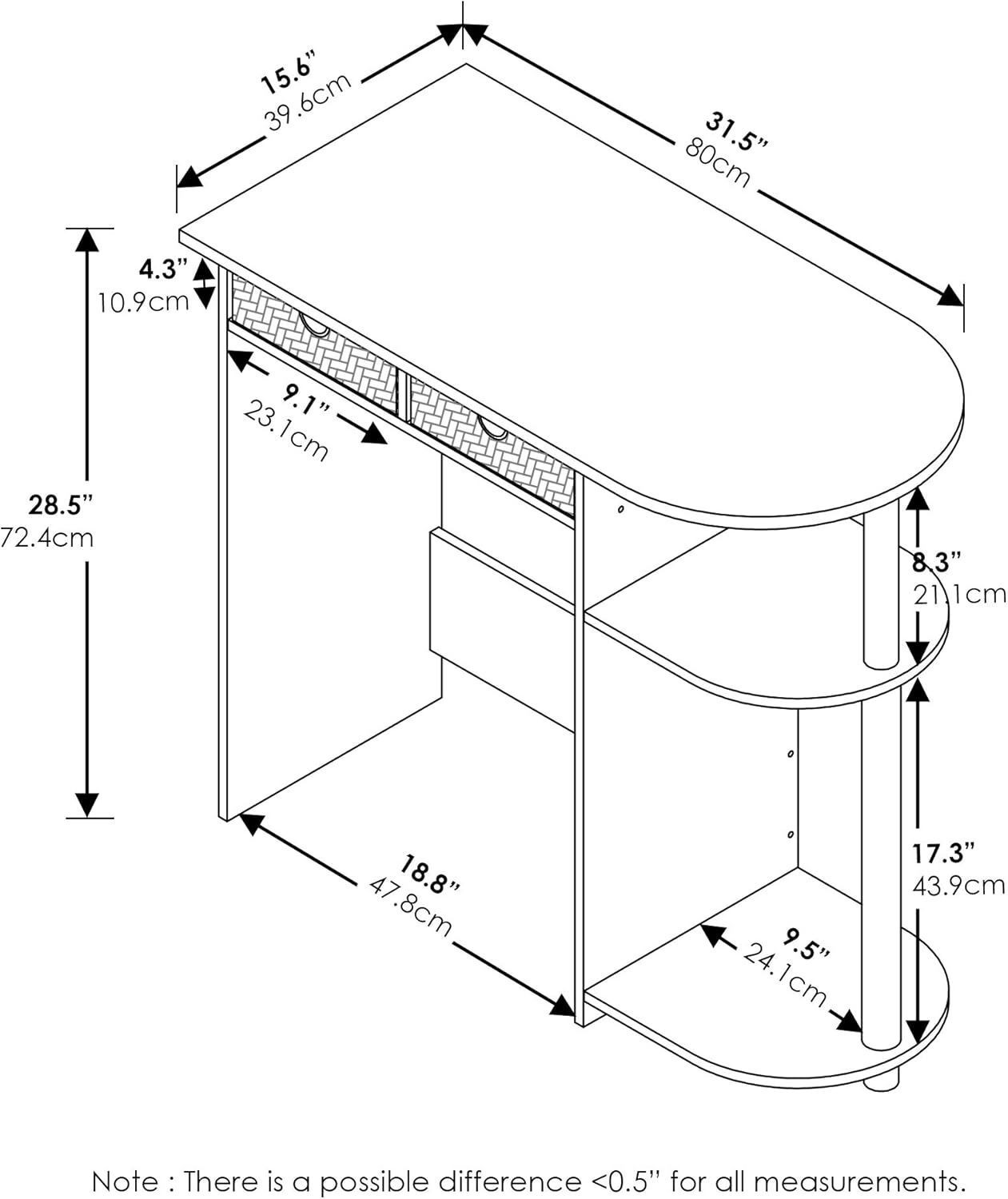 Home Laptop Notebook Computer Desk Table w/ Drawer Bin Writing Desk Small Space