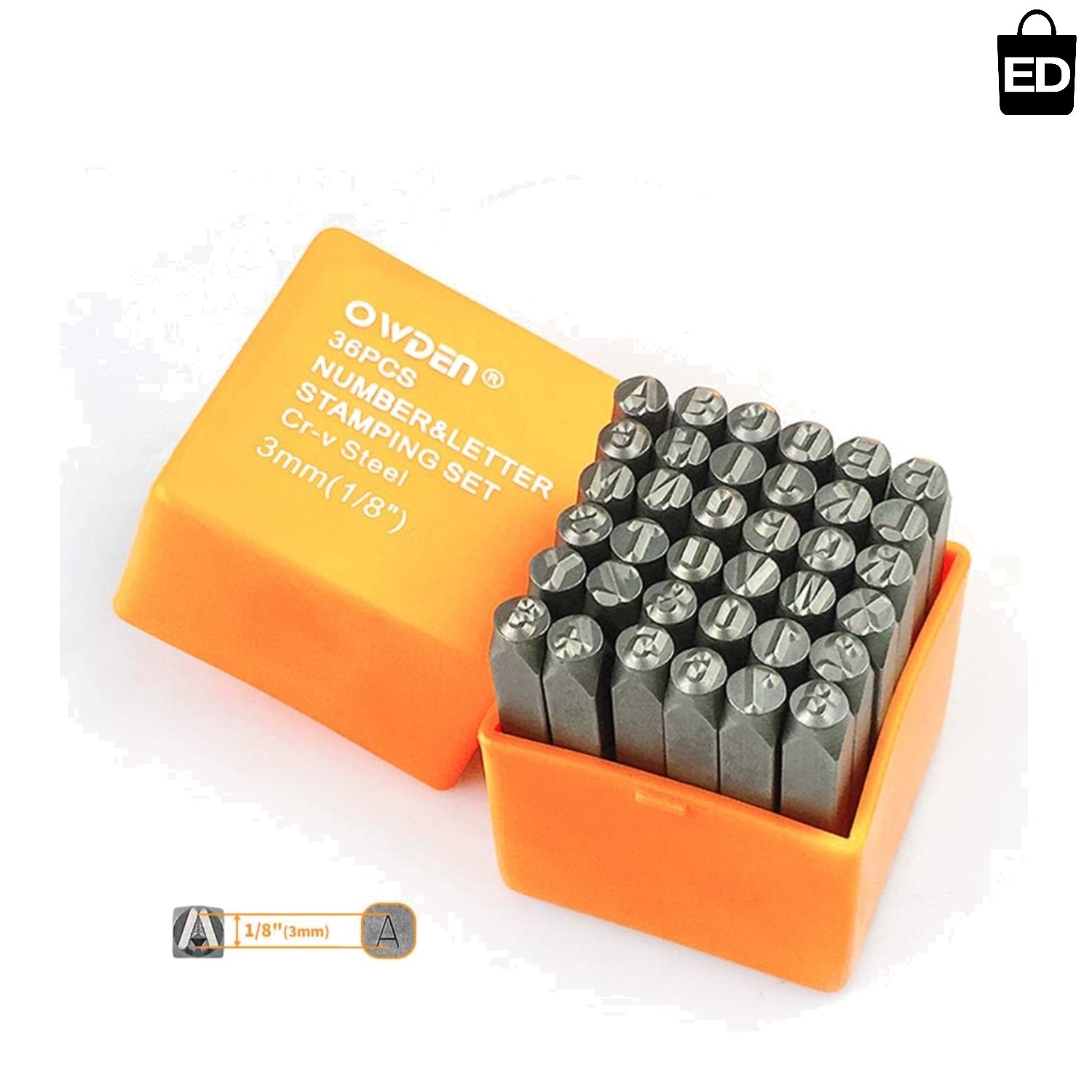 Professional 36-Piece Metal Stamping Tool Set, 1/8" 3mm for Jewelry Crafting