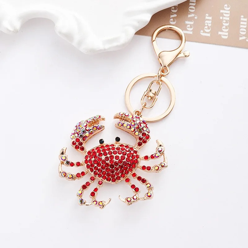 Rhinestone Metal Crab Keychain, Creative Bag Accessory
