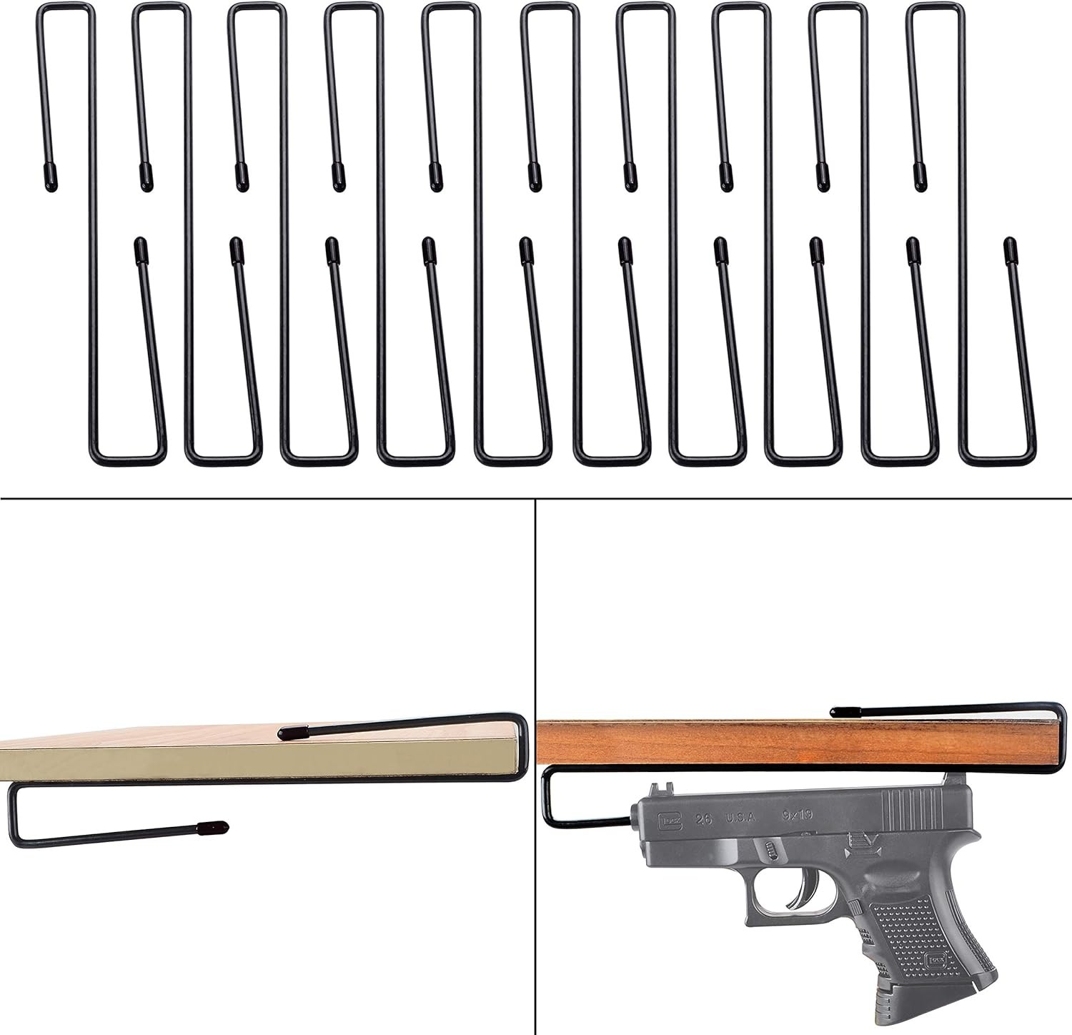 10 PCS Gun Rack, Pistol Rack for Safe Shelf or Stack On Cabinet, Gun...
