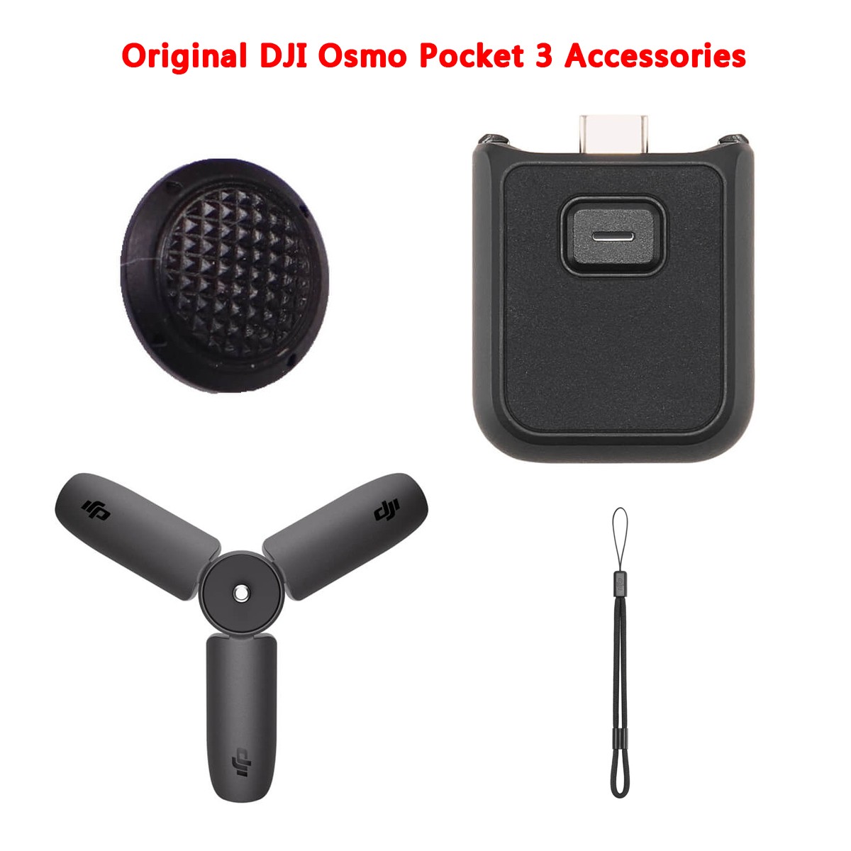 DJI Osmo Pocket 3 1/4" Threaded Handle Mini Tripod Rocker Cap Lanyard/Hand rope