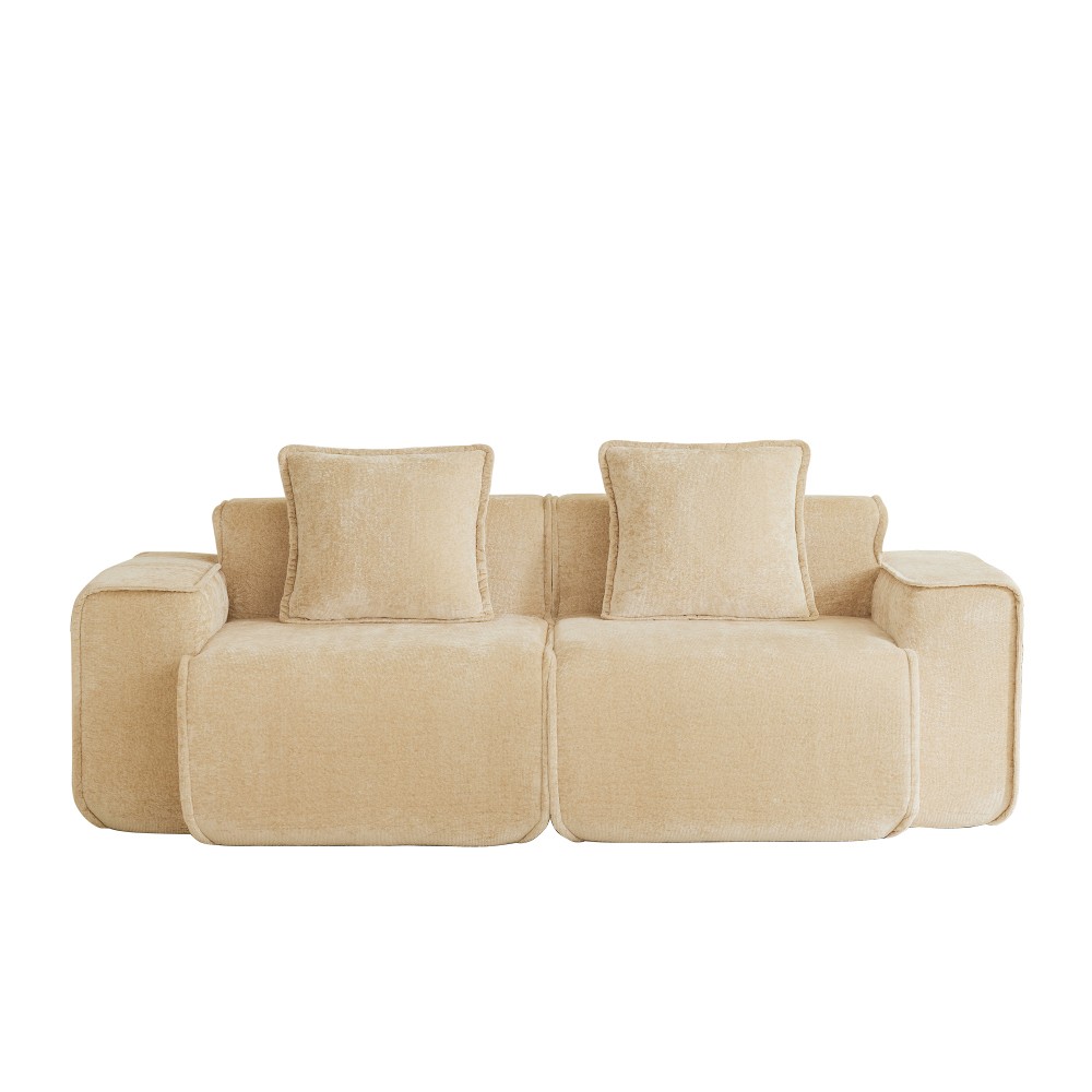 Harrison Velvet Sofa Light Camel, Modular Sectional w/No Assembly