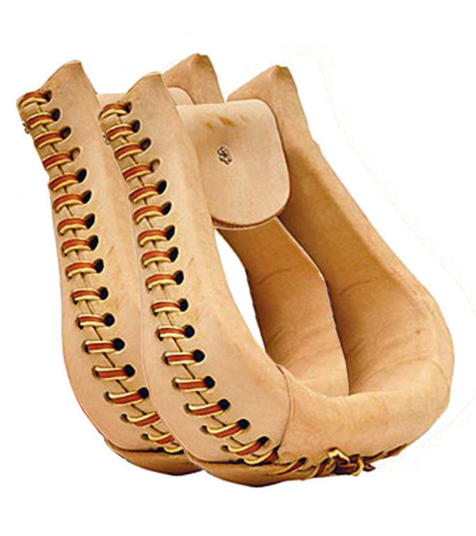 Western Natural Leather Set Of Leather Braided Roping Stirrups /Leather Lacing