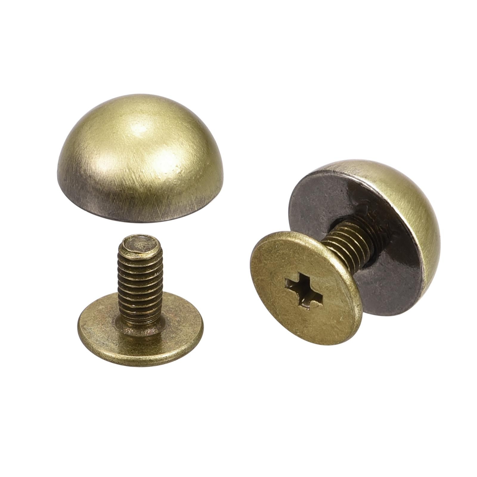 10x6mm Back Screw Rivets Solid Round Head Leather Studs Tanned 20 Sets