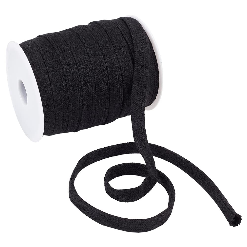 BENECREAT 25m/27.34Yards Black Flat Replacement Cotton 15mm, Black-15mm