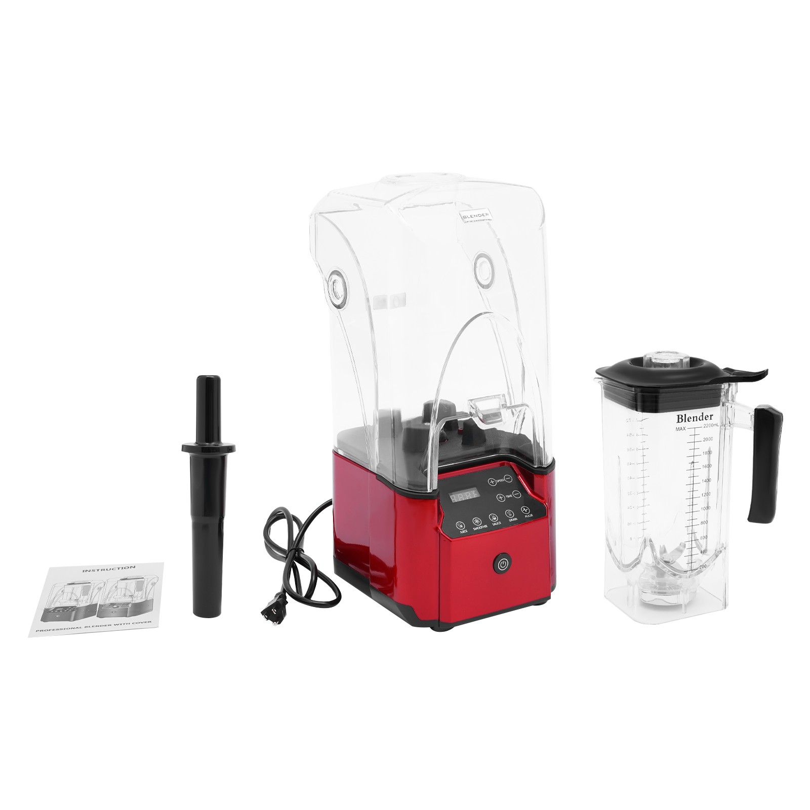 Commercial Professional Blender W/ Shield Quiet Sound Enclosure Timer 2200W