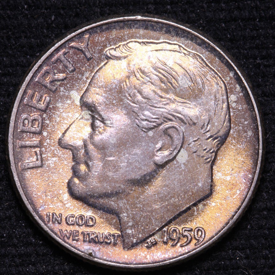 1959 Roosevelt Silver Dime CHOICE BU Nice Color FREE SHIP E800 WM