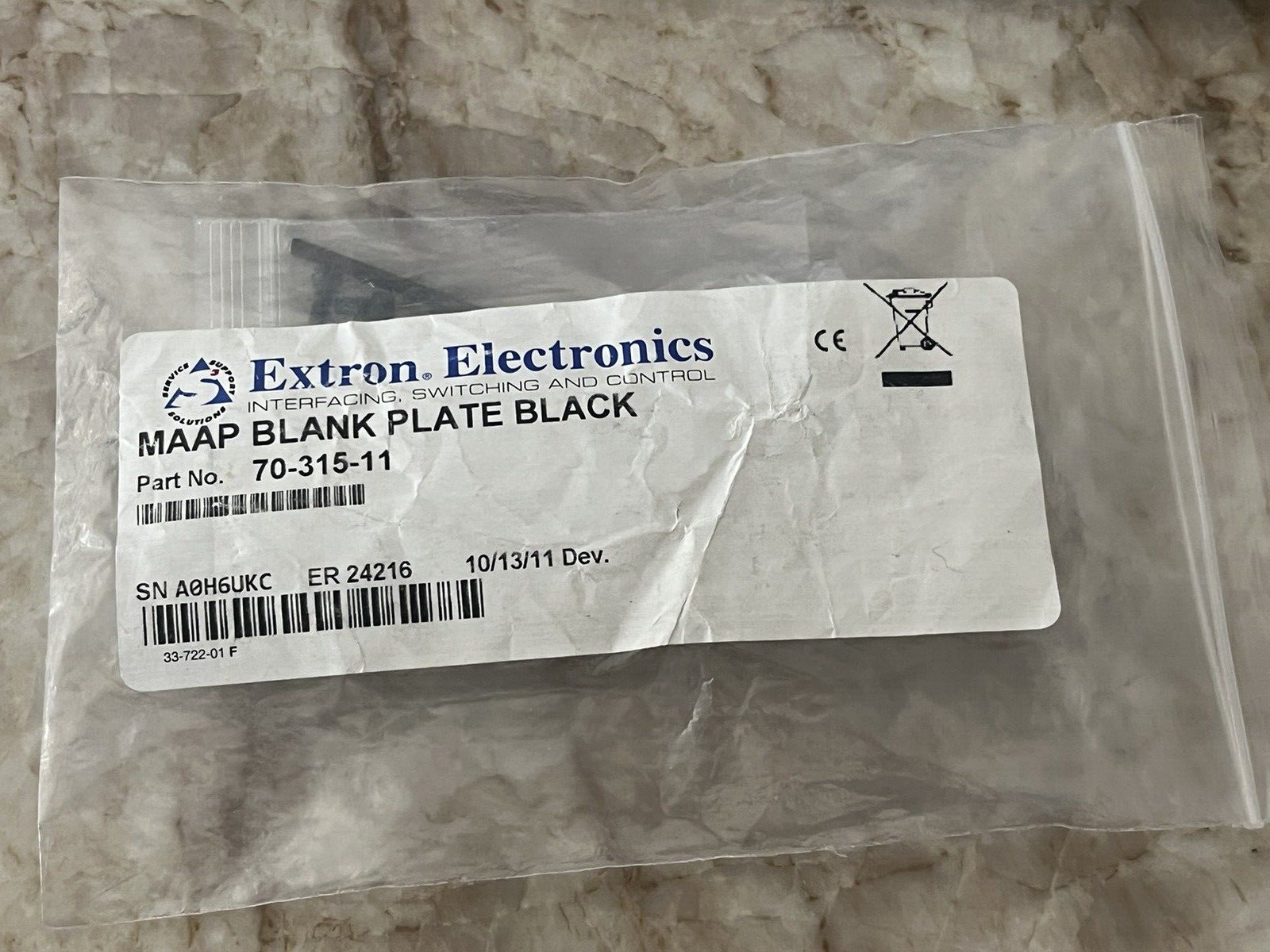 EXTRON 70-315-11 MAAP Blank Plate Black, NEW