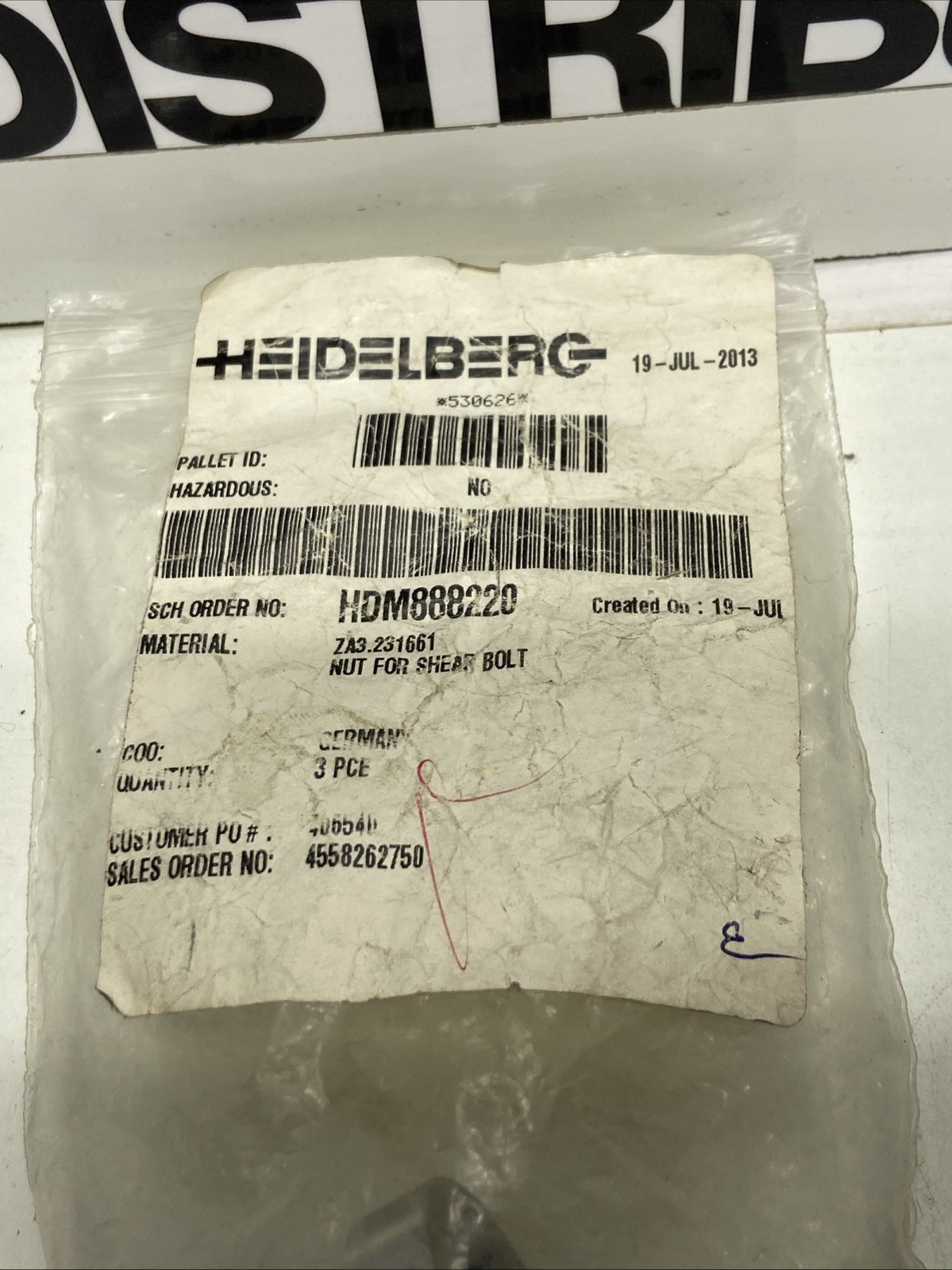 HEIDELBERG HDM888220 Nut For Shear Bolt