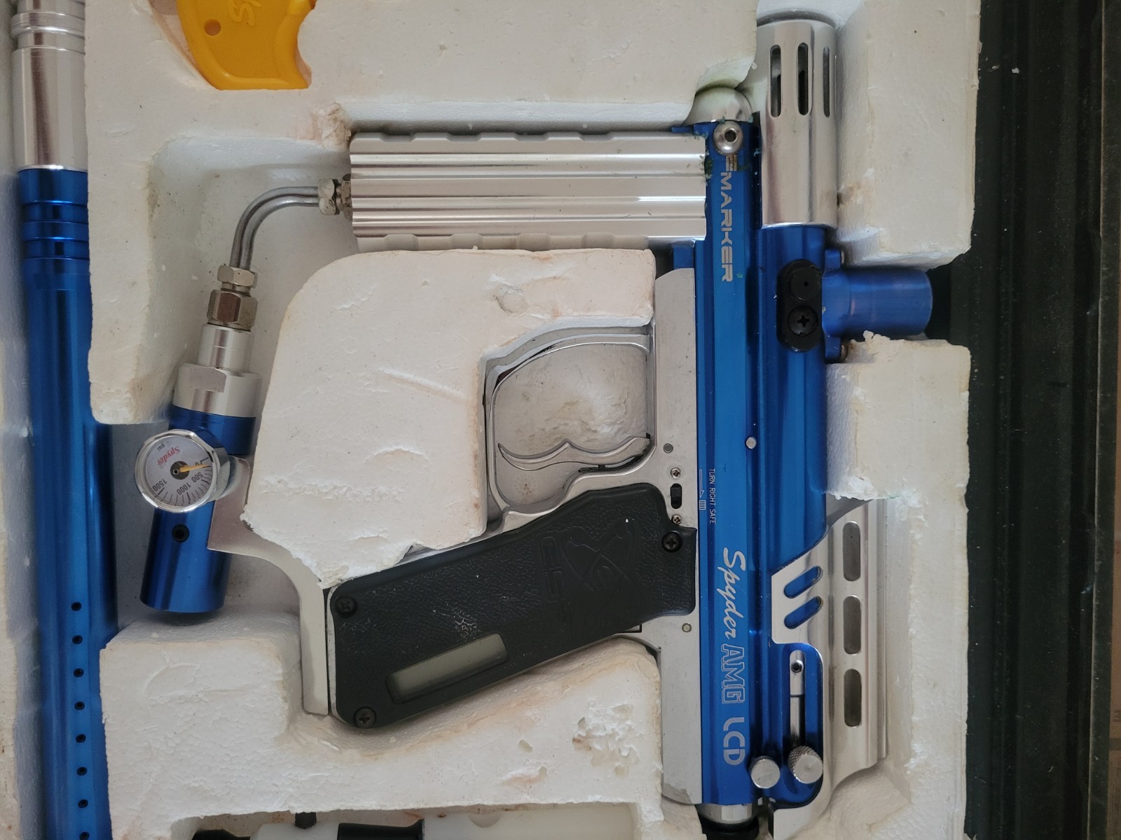 Spyder AMG Classic E Paintball Marker w/Case Blue Untested VTG Kingman