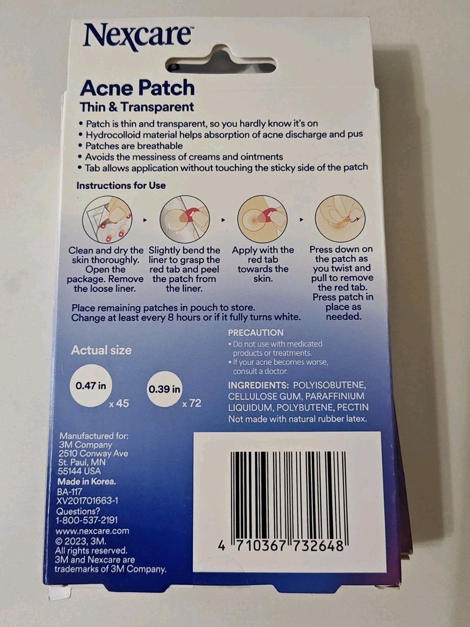 Nexcare Acne Patch Thin & Transparent Assorted Sizes 117 count x 2 Boxes
