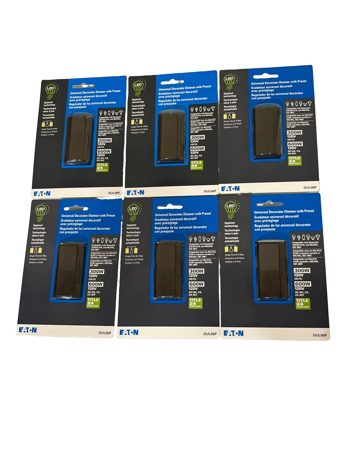 Lot 6 Oil Rubbed Bronze Universal Decorator Dimmers Preset Single Pole & 3-Way