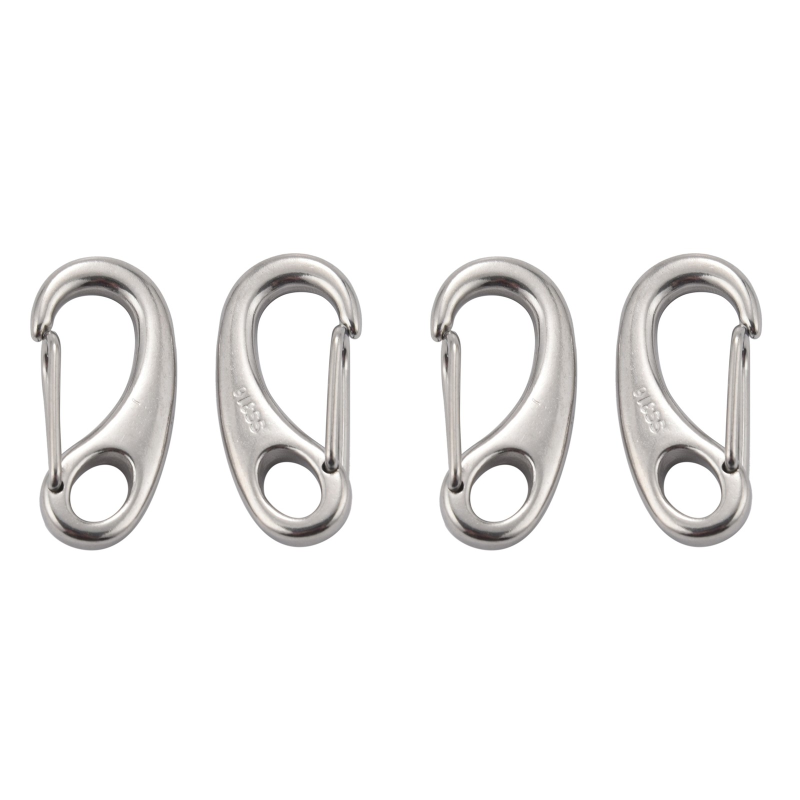 4PCS Boat Marine Stainless Steel Egg Shape Spring Snap Hook Clips 4423