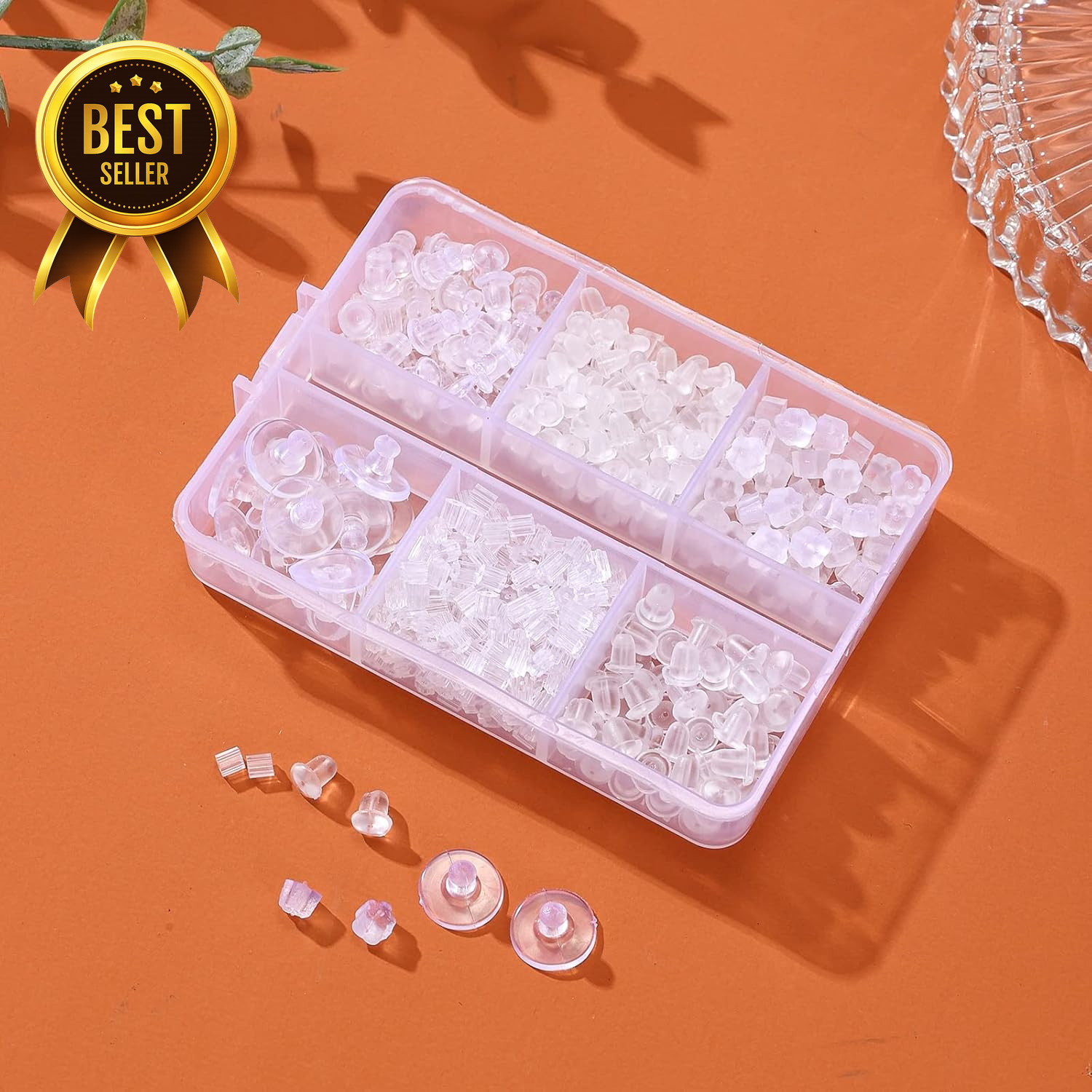 600pcs Silicone Earring Backs Clear Soft Hypoallergenic Clutch Stoppers Kit