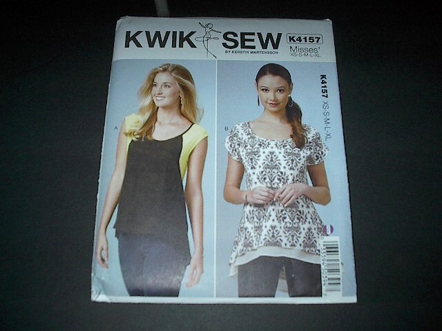 Kwik Sew Pattern 4157 Misses Loose-Fitting Pullover Top/Scooped Neckline XS~XL U