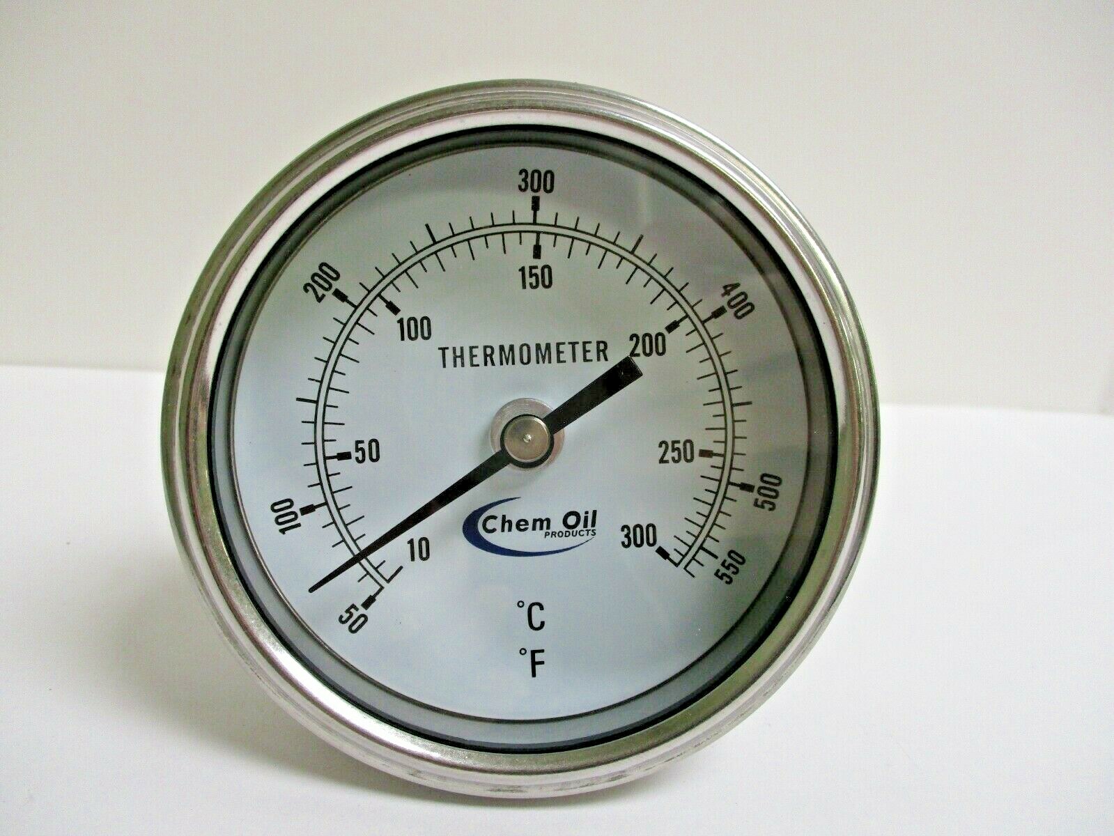 CHEM OIL, THERMOMETER, 3" GAUGE, 50/550*F, 1/2" NPT, 2-1/2" STEM