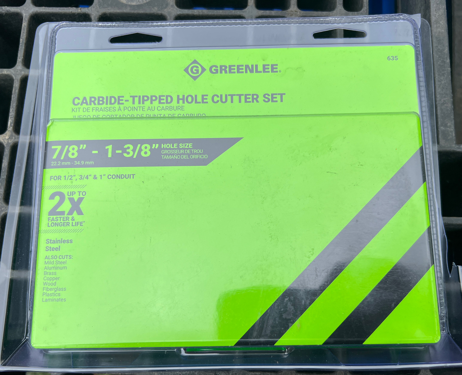 Greenlee 635 Carbide-Tipped Hole Cutter Set 7/8” - 1-3/8” Hole Size NEW