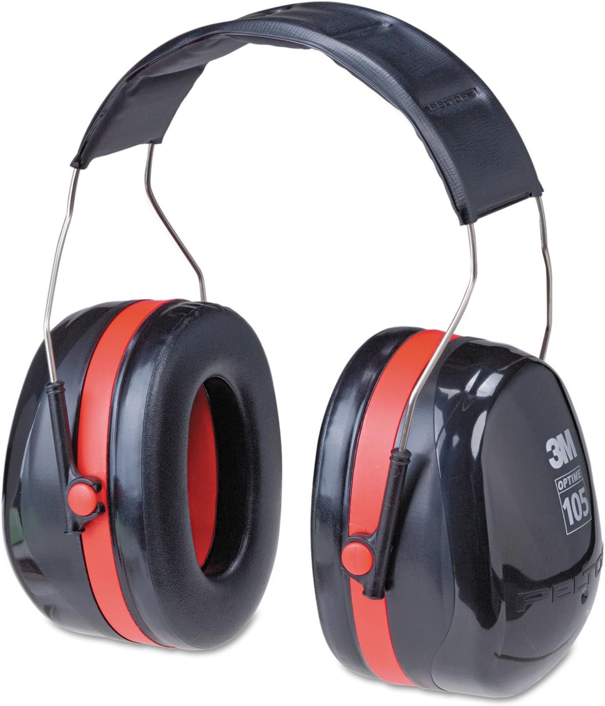 H10A Peltor Optime 105 High Performance Ear Muffs, Black/Red, One Pair