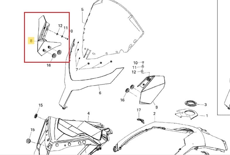 SKI-DOO RH CONSOLE AIR DEFLECTOR 517304024