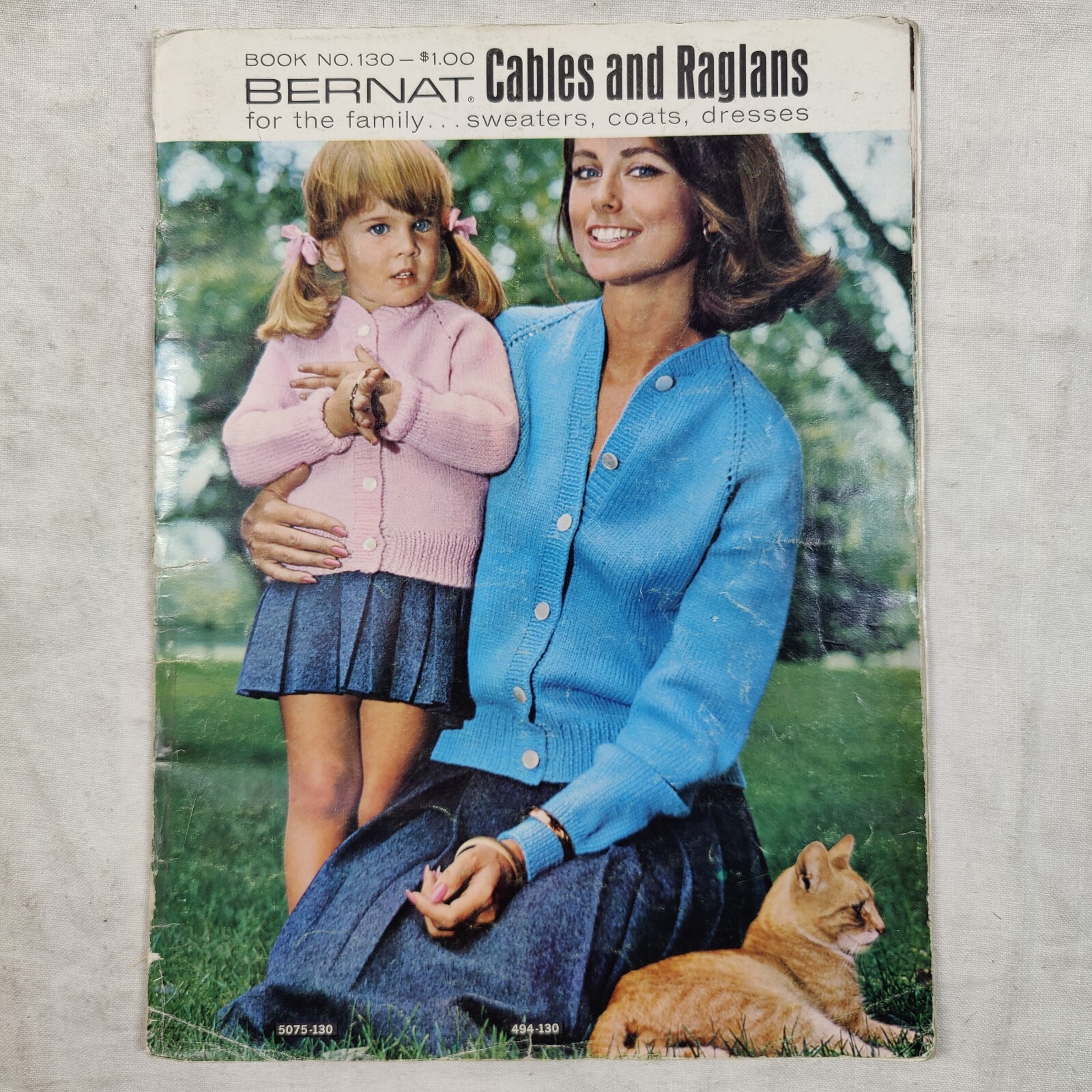 Rare 1966 Bernat Cables & Raglans Coats Yarn Knitting Crochet Pattern Book # 130