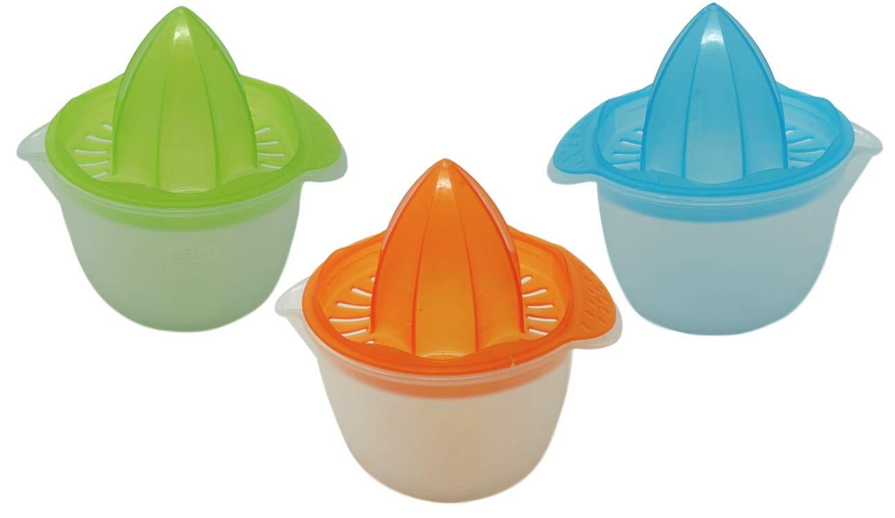 Small Citrus Juicers Reamers, 3 Pack, with Strainer and Measuring Cup, 12 oz