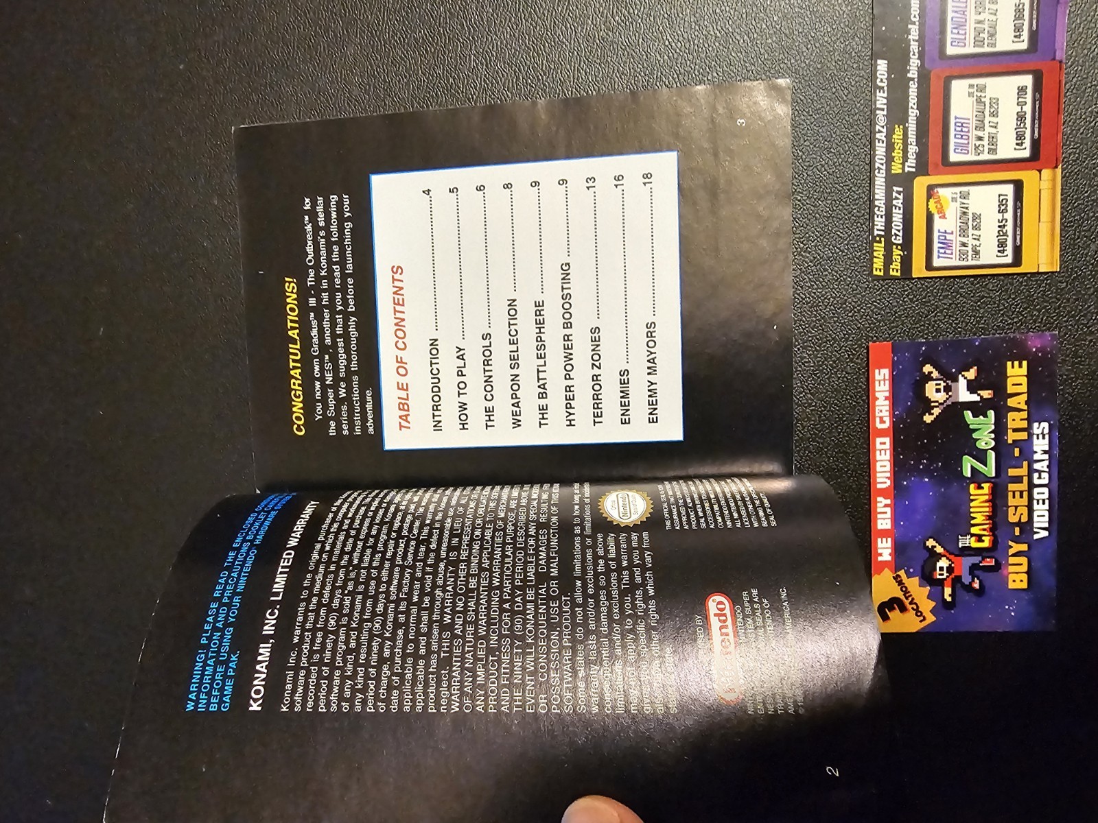 Super Nintendo Gradius 3 SNES Manual Only!!