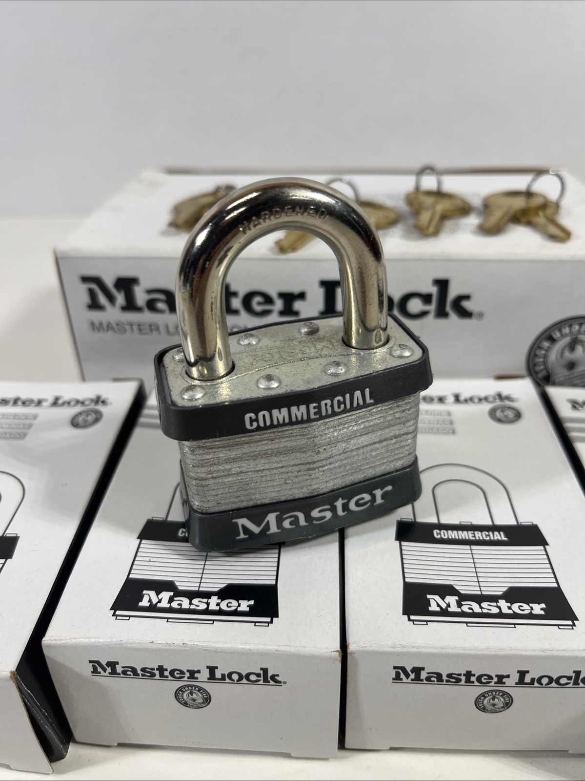 6Pack Master Lock 5KA Commercial Grade Steel Padlock Keyed Alike W/8 Keys