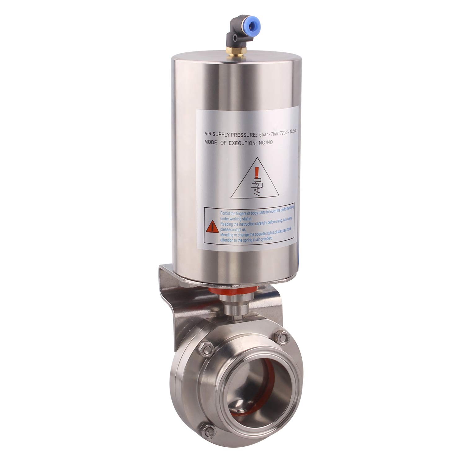 DERNORD 2 Inch Tri Clamp Sanitary Butterfly Valve, Pneumatic Actuator Valve S...