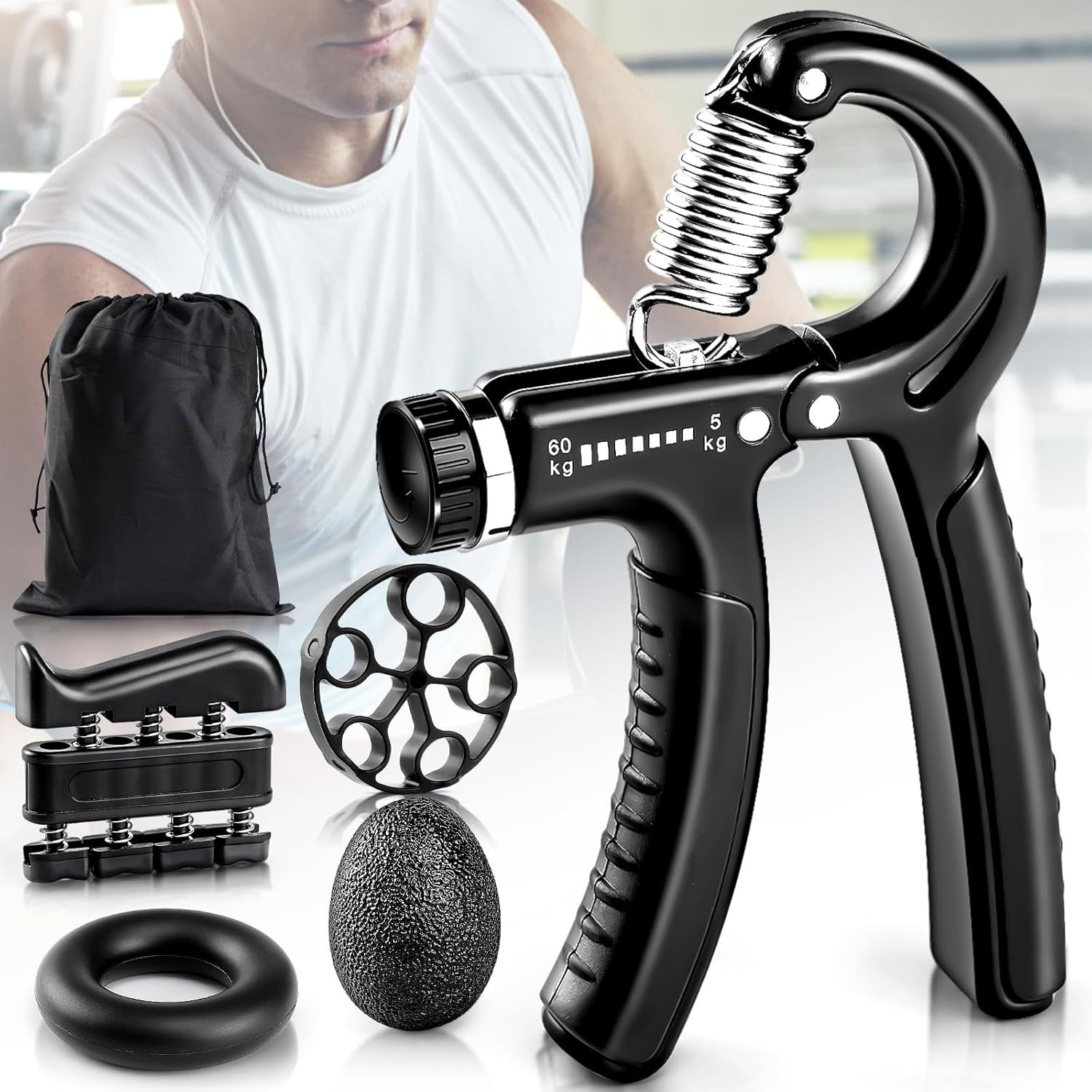 5pcs Grip Strength Trainer Kits Hand Gripper Strengthener Forearm