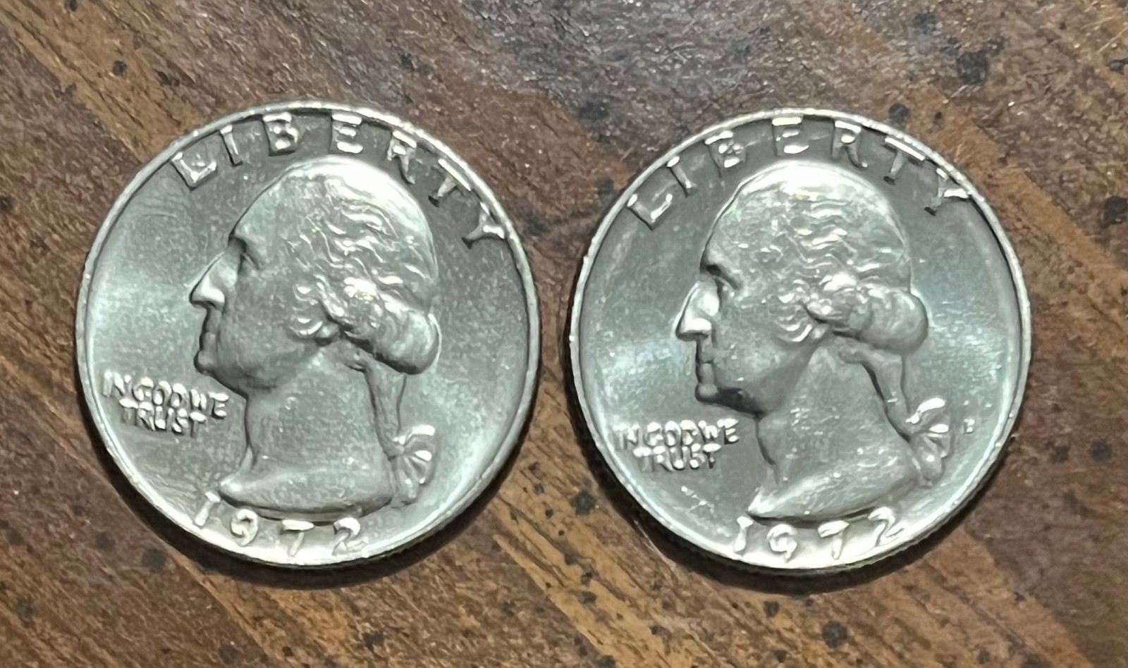 1972 PD BU Washington Quarters - 2 great coins from mint sets