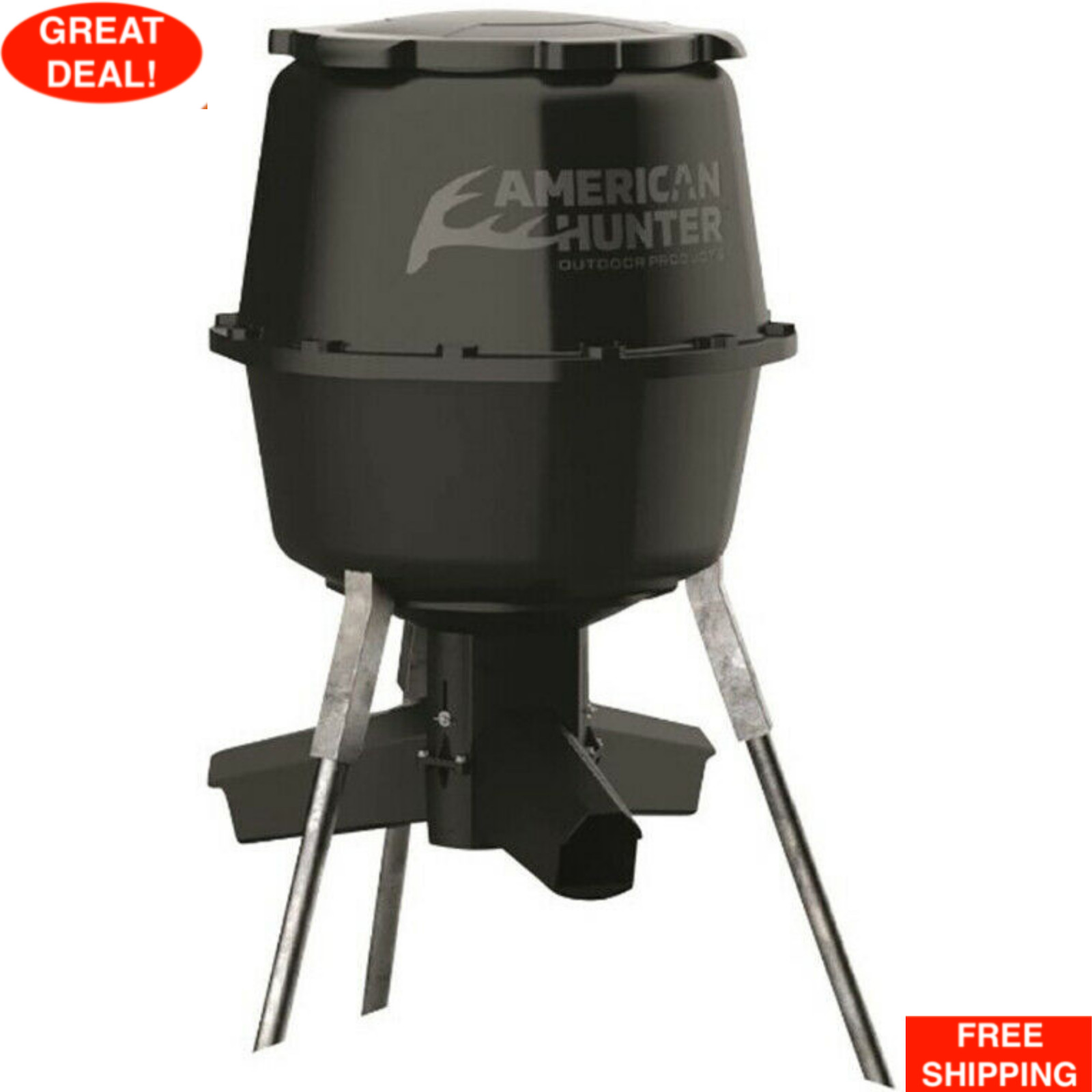 30 Gallon Hopper Hunting Gravity Feeder Hooded Overhang 225-lb. Feed Capacity