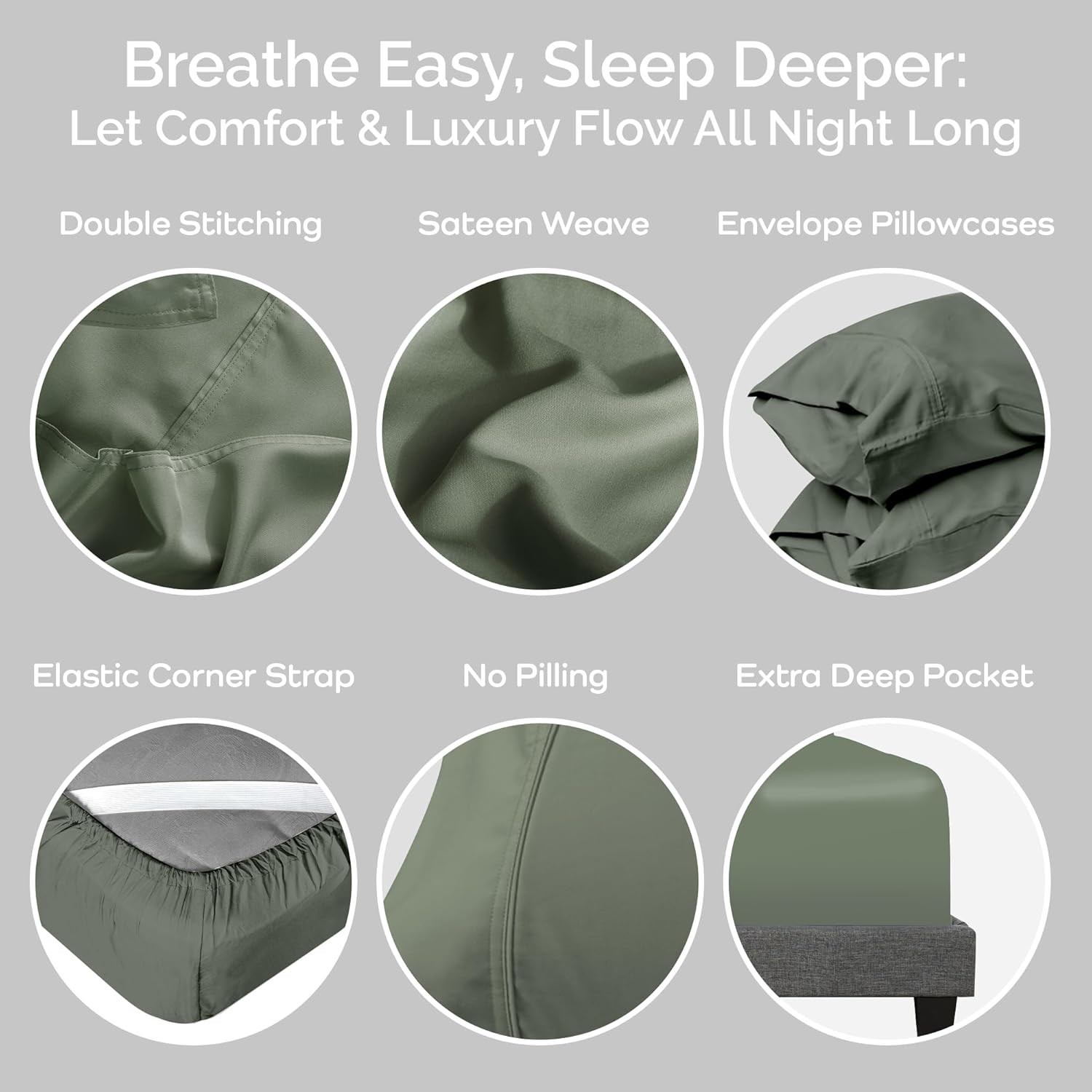 Cooling Bamboo Sheets Set with 2 King Pillowcases - Soft & Hypoallergenic