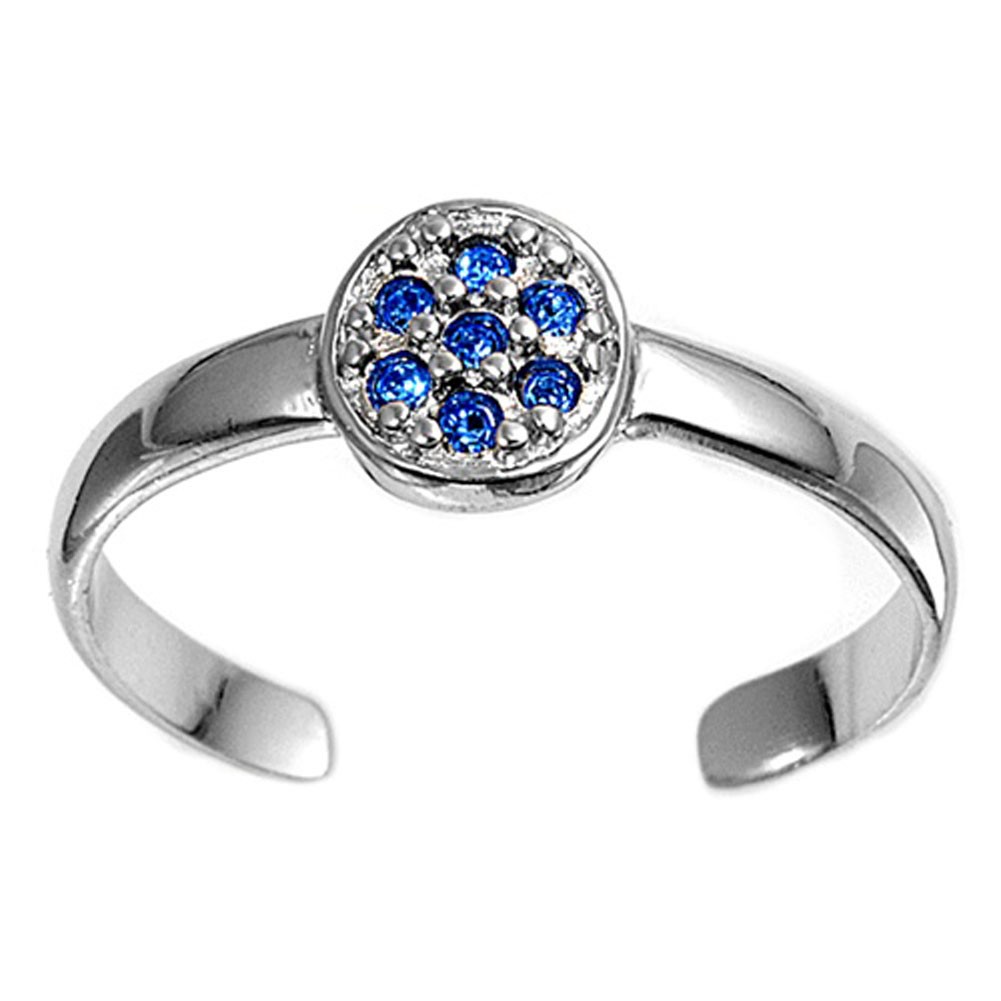 Blue Simulated .925 Sterling Silver Toe Ring
