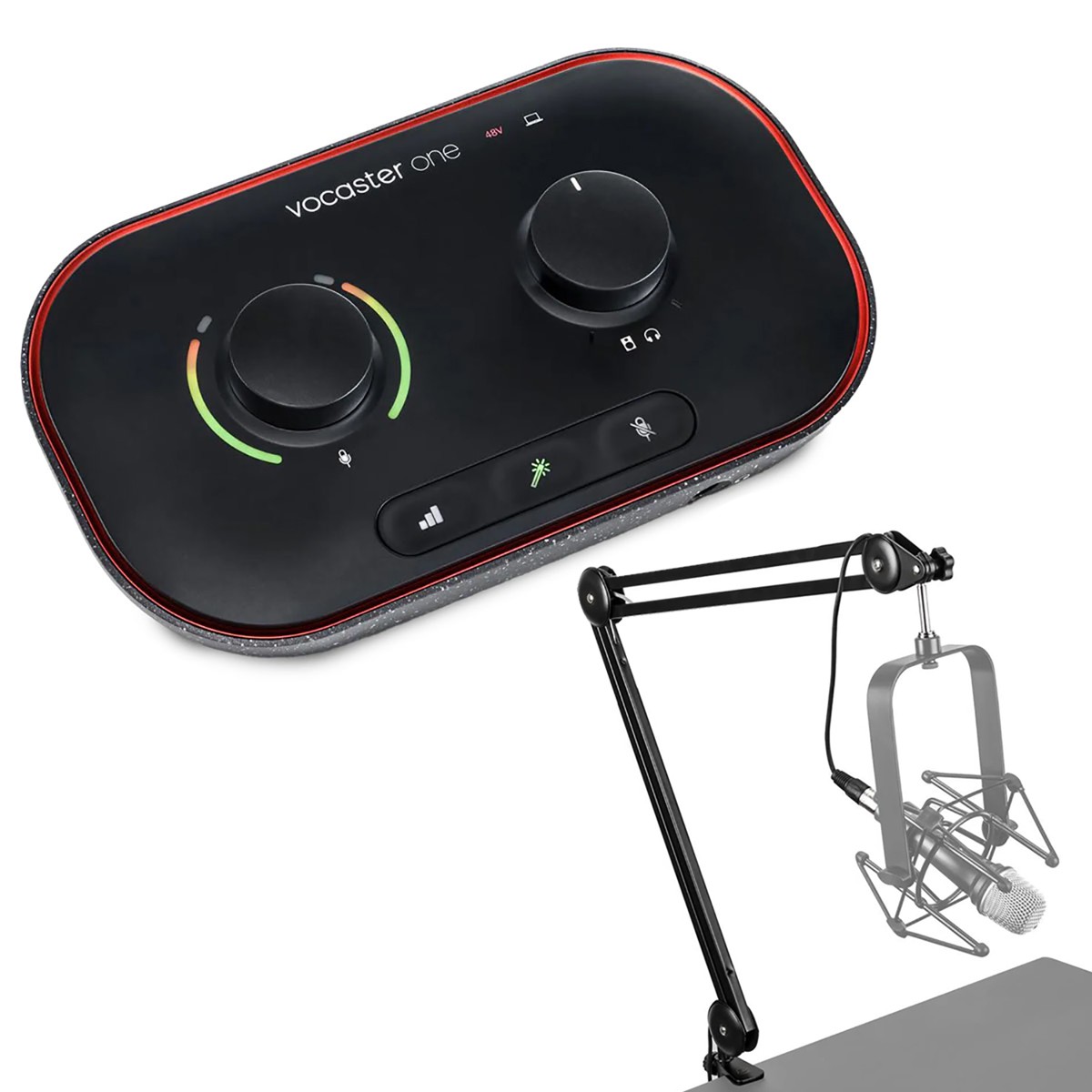Focusrite Vocaster One Podcast Interface for Solo Content Creators, Bundle with