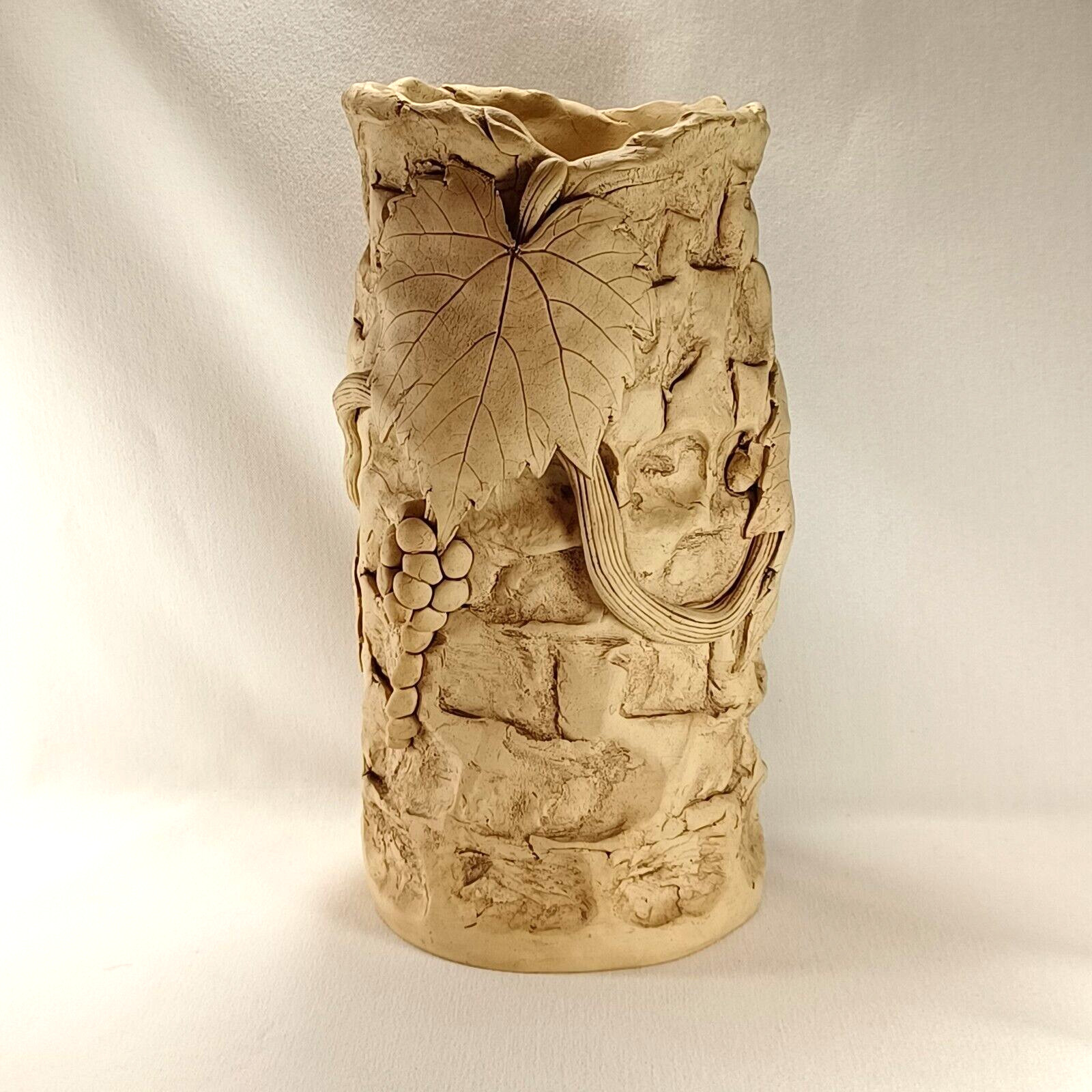 Studio Pottery Kingsville Wine Cooler Handmade Grapes Leaves Signed