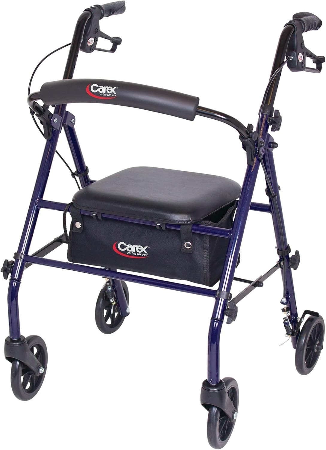 Padded Steel Rollator Walker for Seniors - 350 lbs Capacity, Height Adjustable