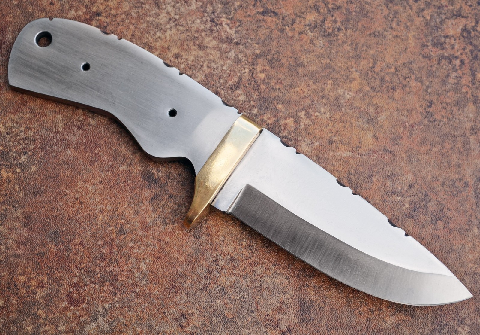 Large Drop Point D-2 D2 Knife Blank +Brass Finger Guard for Custom Making Kni...
