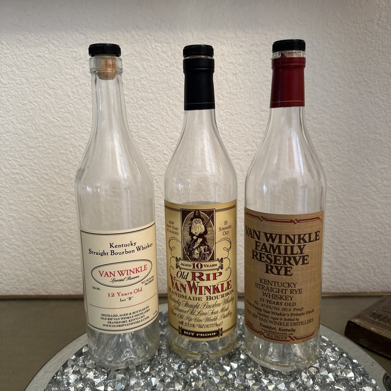 Pappy Van Winkle 10, 12 and 13 Year Rye, Empty Bottles. Make an offer!!