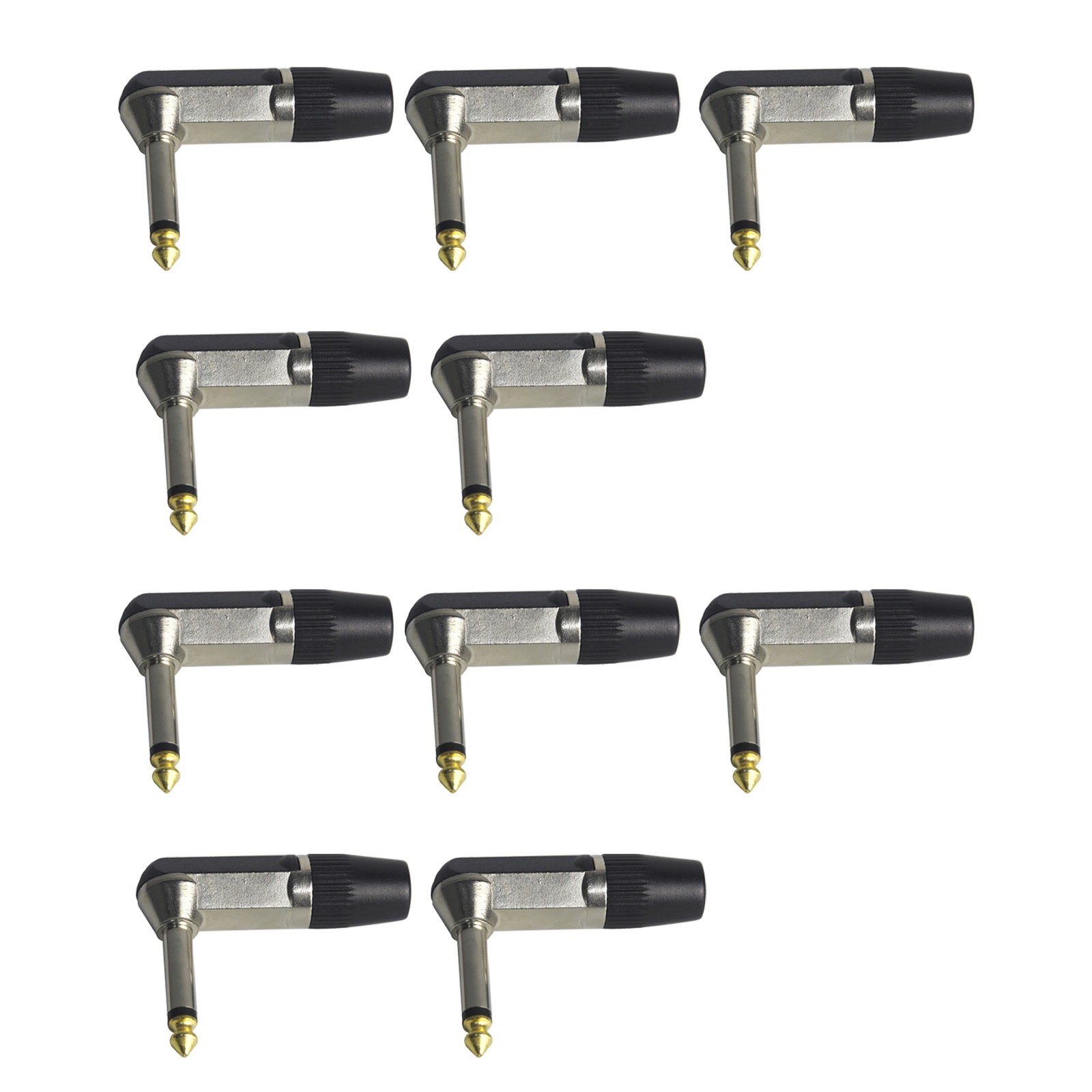 6.35mm 1/4" Jack Mono Male Plugs Guitar Cable L Shape Right Angle Connectors