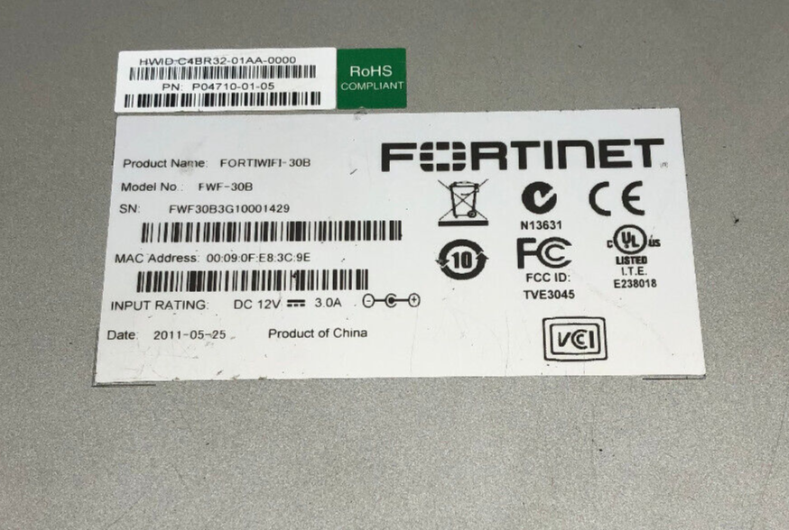 Fortinet FWF-30B PN: P0 4710-01-05 Network Security Firewall
