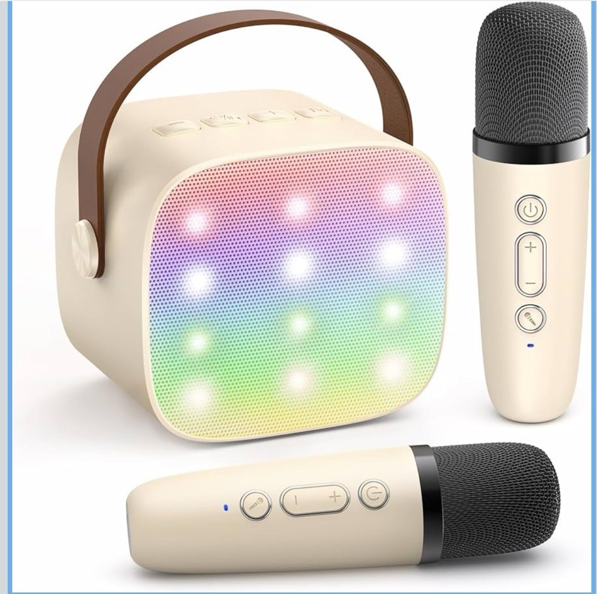 Mini Karaoke Machine with 2 Wireless Microphones