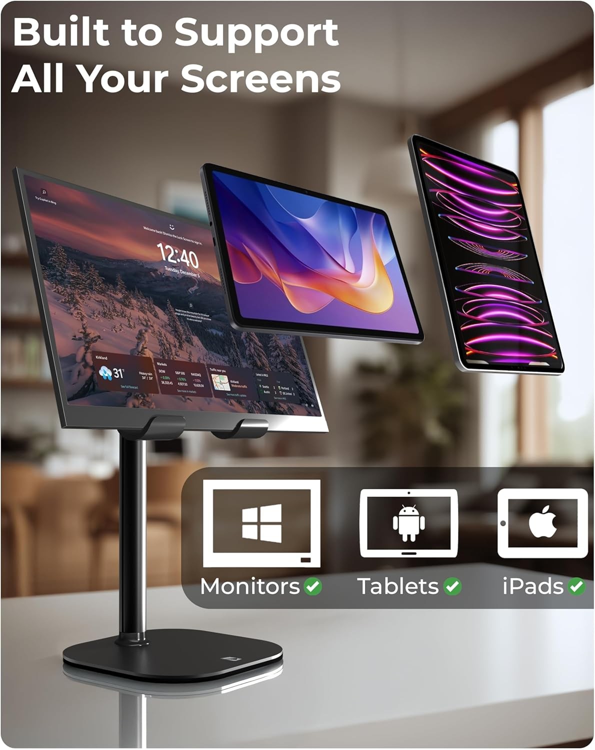 COOPER TabHolder, 7-10" Height Adjustable Tablet Stand, Premium iPad Stand for D